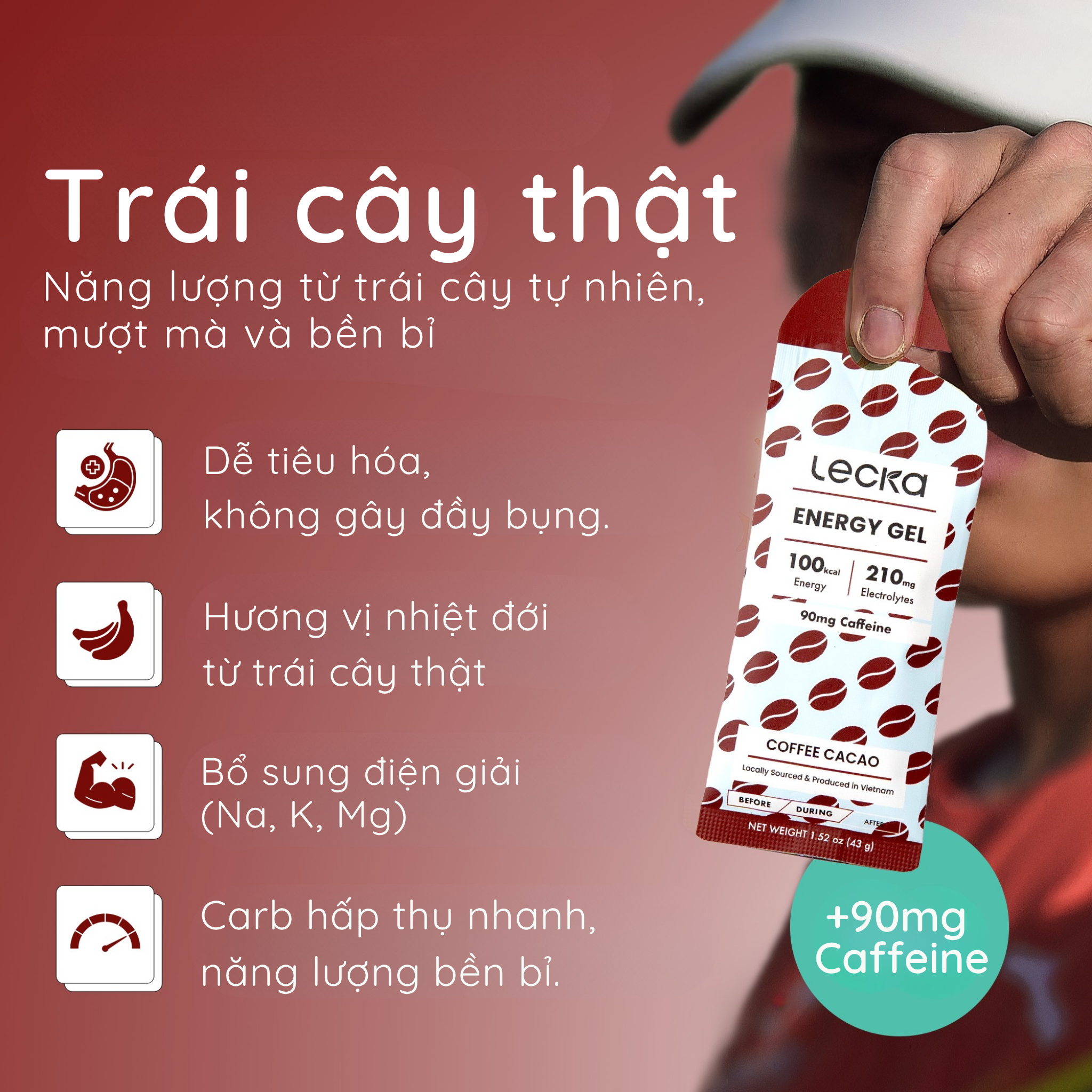  Energy Gel - Cà phê Cacao - 12 gói 