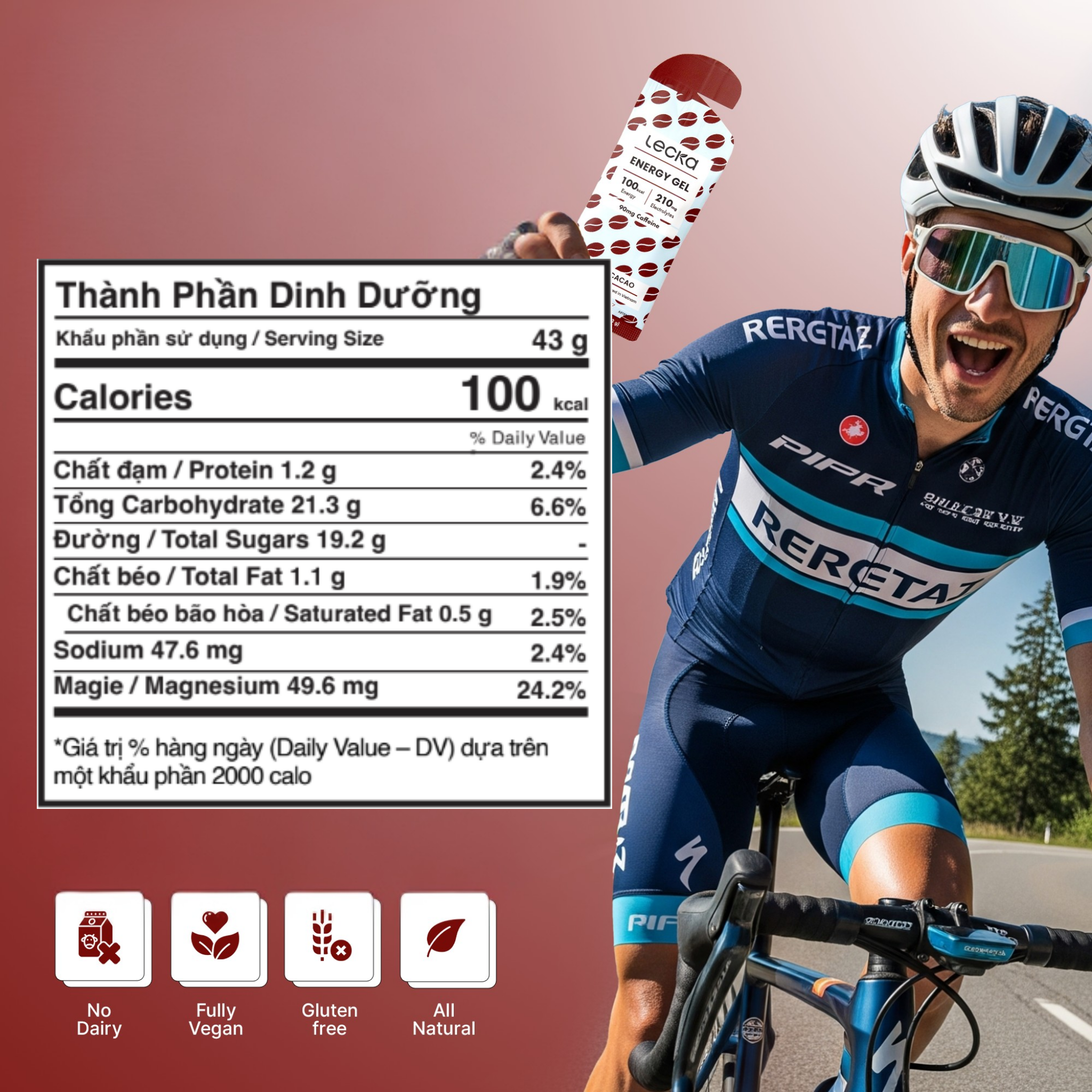  Energy Gel - Cà phê Cacao - 12 gói 