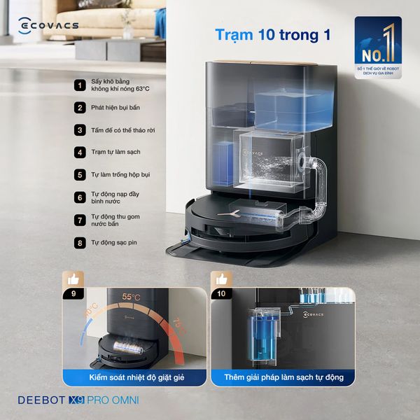 Robot Hút Bụi Lau Nhà Ecovacs Deebot X9 Pro Omni – Bản Quốc Tế
