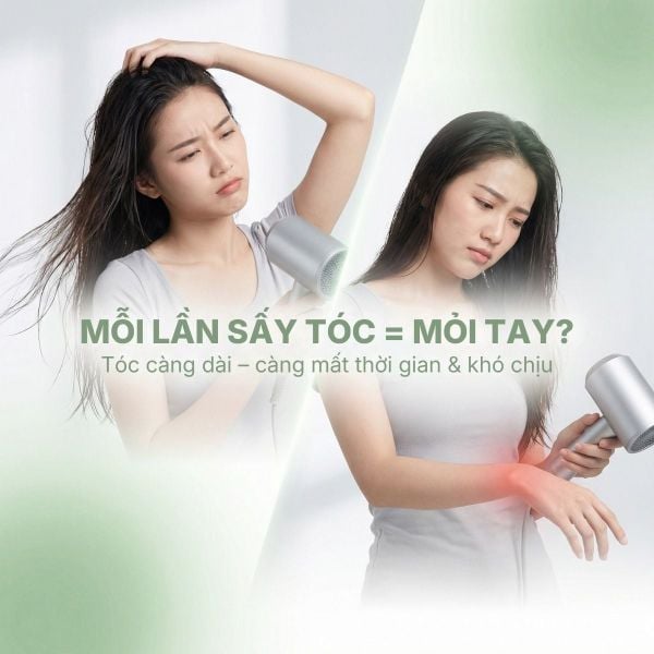 MÁY SẤY TÓC ĐỨNG VIETNAMROBOVAC A0D - Chăm Sóc Tóc Mềm Mại Bằng ion Âm - Điều Chỉnh Góc 180 Độ