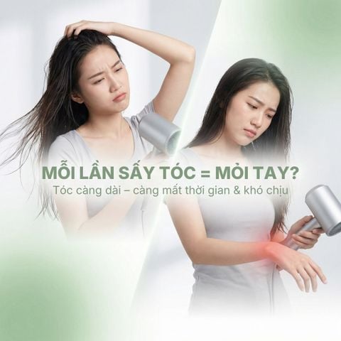 MÁY SẤY TÓC ĐỨNG VIETNAMROBOVAC A0D - Chăm Sóc Tóc Mềm Mại Bằng ion Âm - Điều Chỉnh Góc 180 Độ