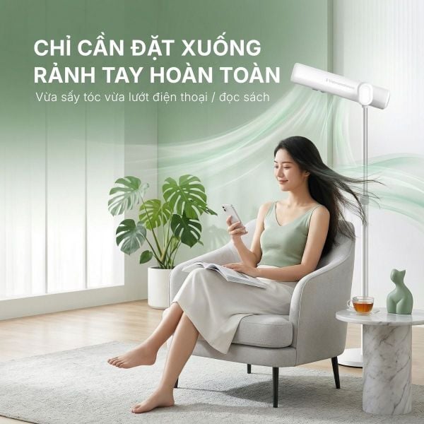 MÁY SẤY TÓC ĐỨNG VIETNAMROBOVAC A0D - Chăm Sóc Tóc Mềm Mại Bằng ion Âm - Điều Chỉnh Góc 180 Độ