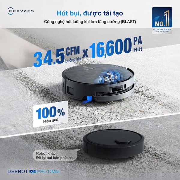Robot Hút Bụi Lau Nhà Ecovacs Deebot X9 Pro Omni – Bản Quốc Tế