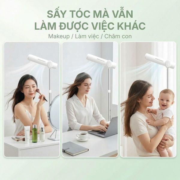 MÁY SẤY TÓC ĐỨNG VIETNAMROBOVAC A1D - 5 Mức Điều Chỉnh Nhiệt - Chăm Sóc Tóc Mềm Mại Bằng ion Âm - Điều Chỉnh Góc 180 Độ