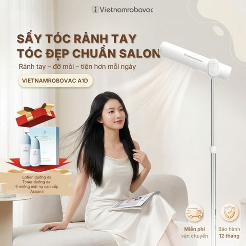MÁY SẤY TÓC ĐỨNG VIETNAMROBOVAC A1D - 5 Mức Điều Chỉnh Nhiệt - Chăm Sóc Tóc Mềm Mại Bằng ion Âm - Điều Chỉnh Góc 180 Độ