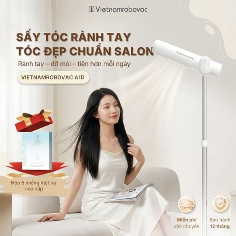 MÁY SẤY TÓC ĐỨNG VIETNAMROBOVAC A1D - 5 Mức Điều Chỉnh Nhiệt - Chăm Sóc Tóc Mềm Mại Bằng ion Âm - Điều Chỉnh Góc 180 Độ