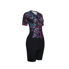 Bộ quần áo Nữ  MOTIVE WOMEN TRISUIT  - Màu Đen họa tiết tím xanh