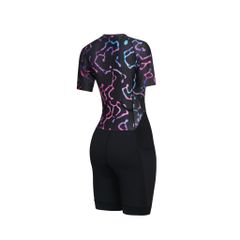 Bộ quần áo Nữ  MOTIVE WOMEN TRISUIT  - Màu Đen họa tiết tím xanh