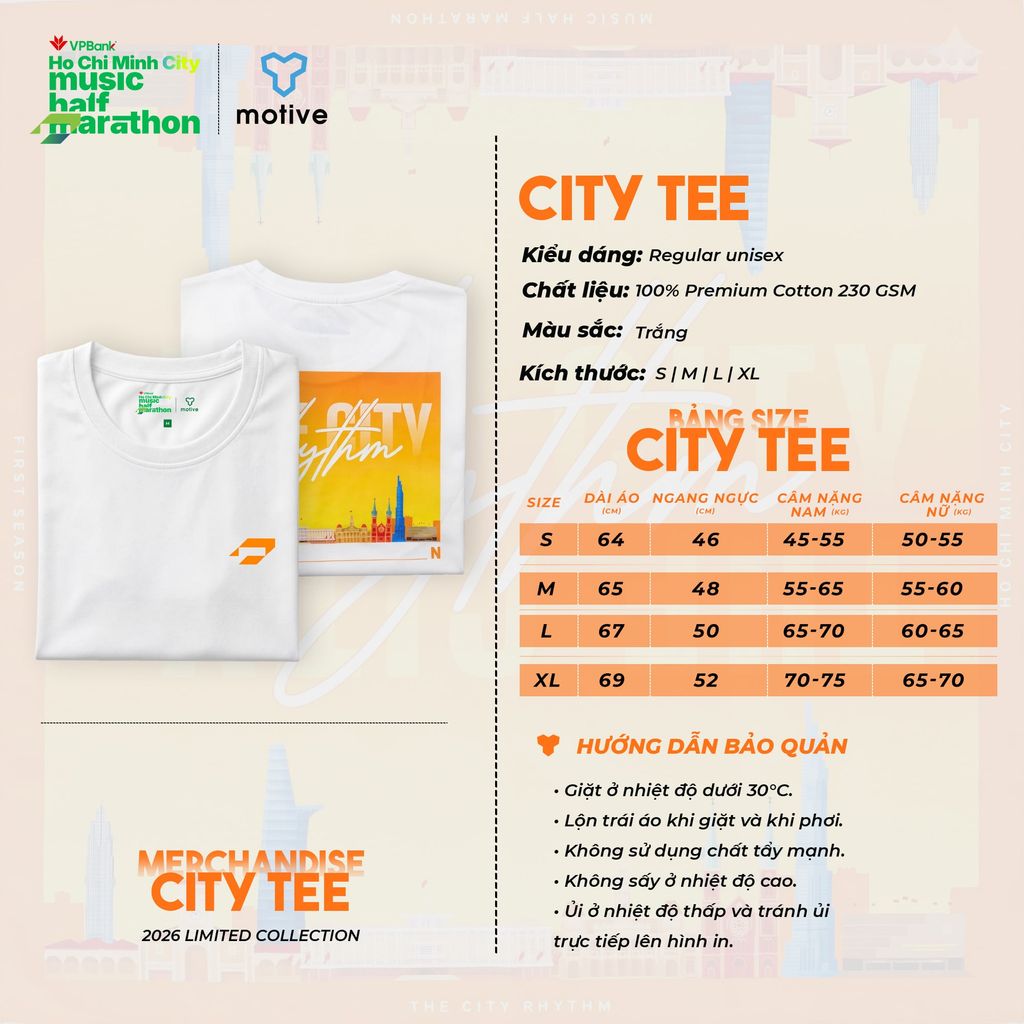 [MOTIVE x VPBANK HCMC] Áo Thun Thời Trang WAVE TEE VPBank HCMC Music Half Marathon 2026
