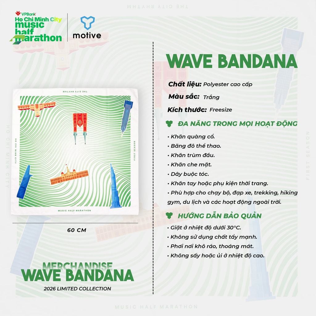 [MOTIVE x VPBANK HCMC] Khăn Banana VPBank HCMC Music Half Marathon 2026