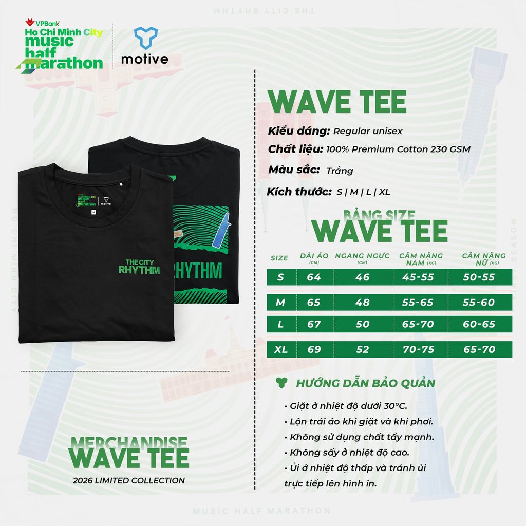 [MOTIVE x VPBANK HCMC] Áo Thun Thời Trang WAVE TEE VPBank HCMC Music Half Marathon 2026