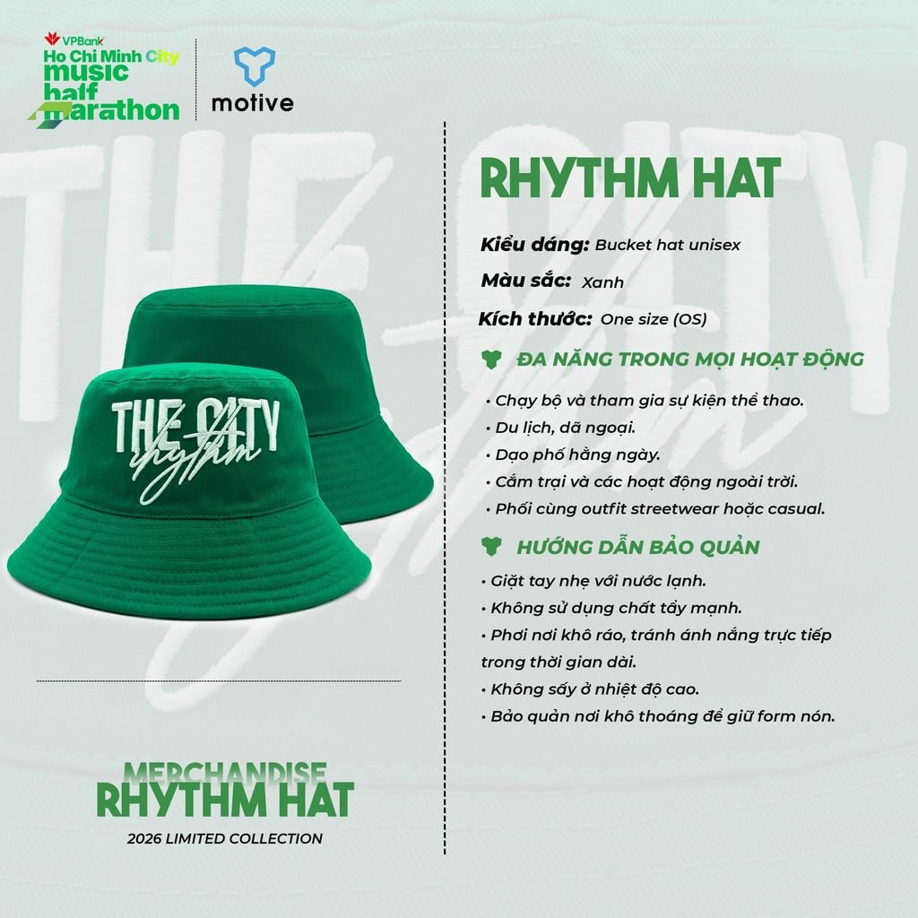 [MOTIVE x VPBANK HCMC] Nón Bucket VPBank HCMC Music Half Marathon 2026