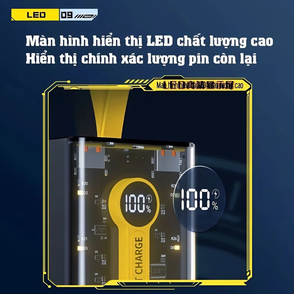 Pin Sạc Dự Phòng 20.000mAh 120W - Trong Suốt, Sạc Siêu Nhanh