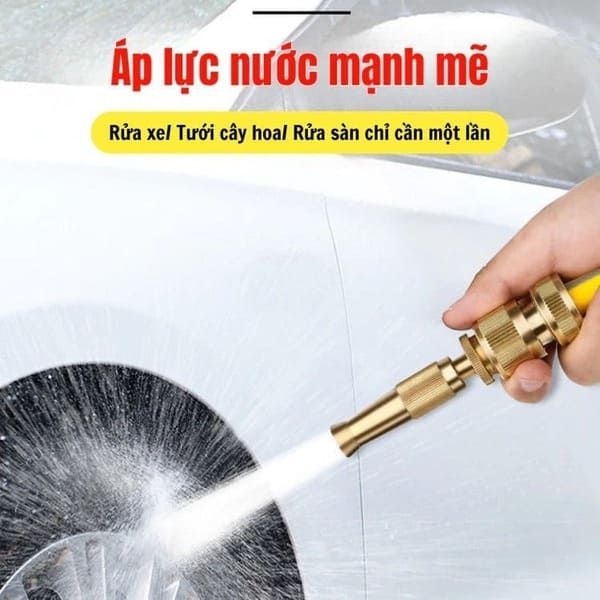 Bộ Vòi Xịt Tăng Áp Bằng Đồng Thau Nguyên Chất - Rửa Xe, Tưới Cây, Xịt Sàn Đa Năng