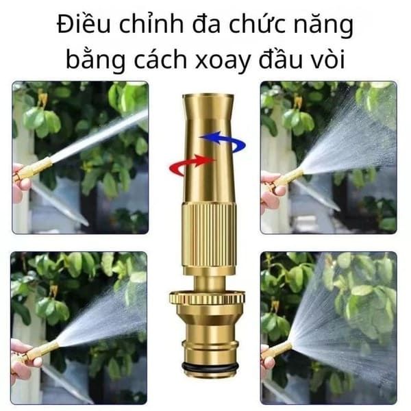 Bộ Vòi Xịt Tăng Áp Bằng Đồng Thau Nguyên Chất - Rửa Xe, Tưới Cây, Xịt Sàn Đa Năng
