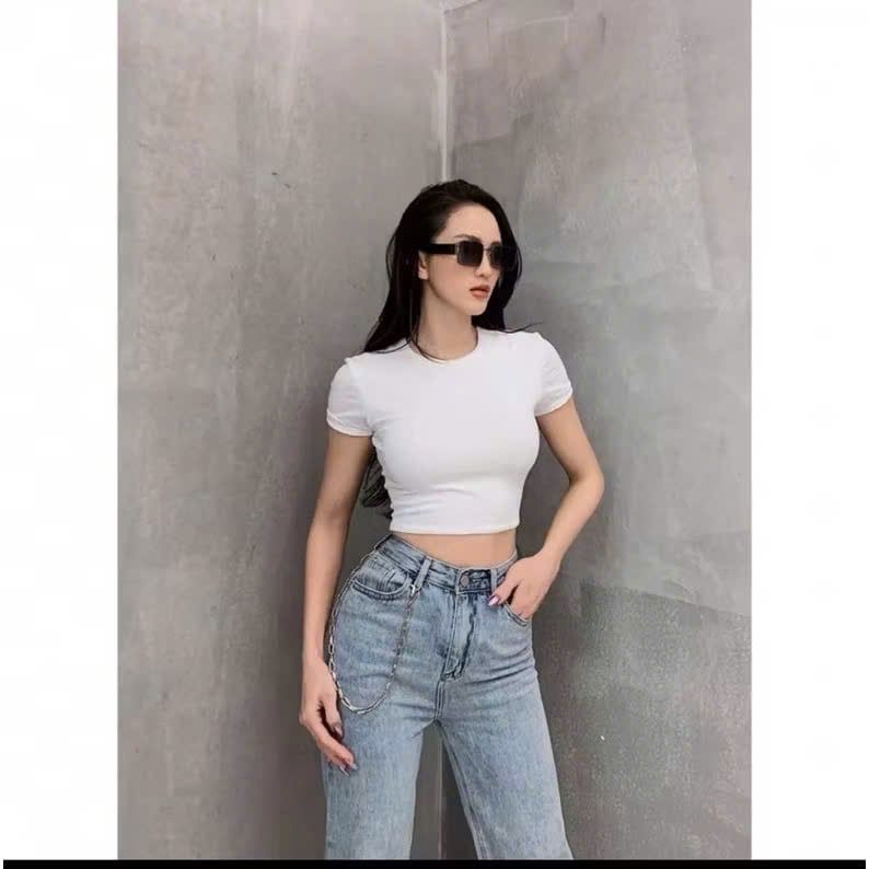  Áo croptop chất vải thun gân co giãn - E81 