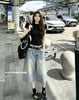 Quần jean lửng họa tiết đính đá - E20 EO (S<68, M<72,L<76)