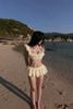 Set bikini áo cổ u viền bèo mix quần giả váy xòe - VÀNG - G314