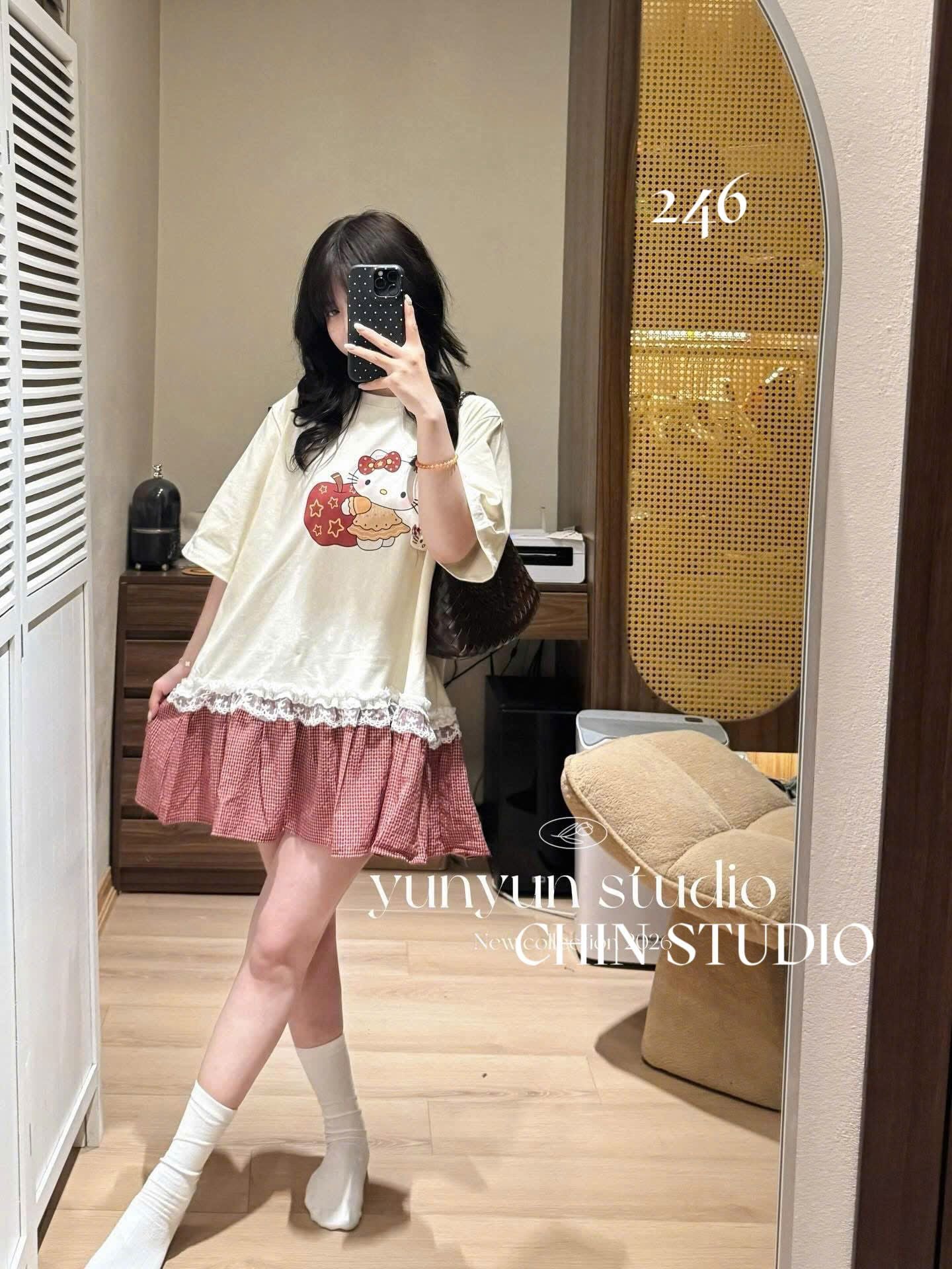  Váy dáng suông viền bèo in hình siêu đễ thương - G306 