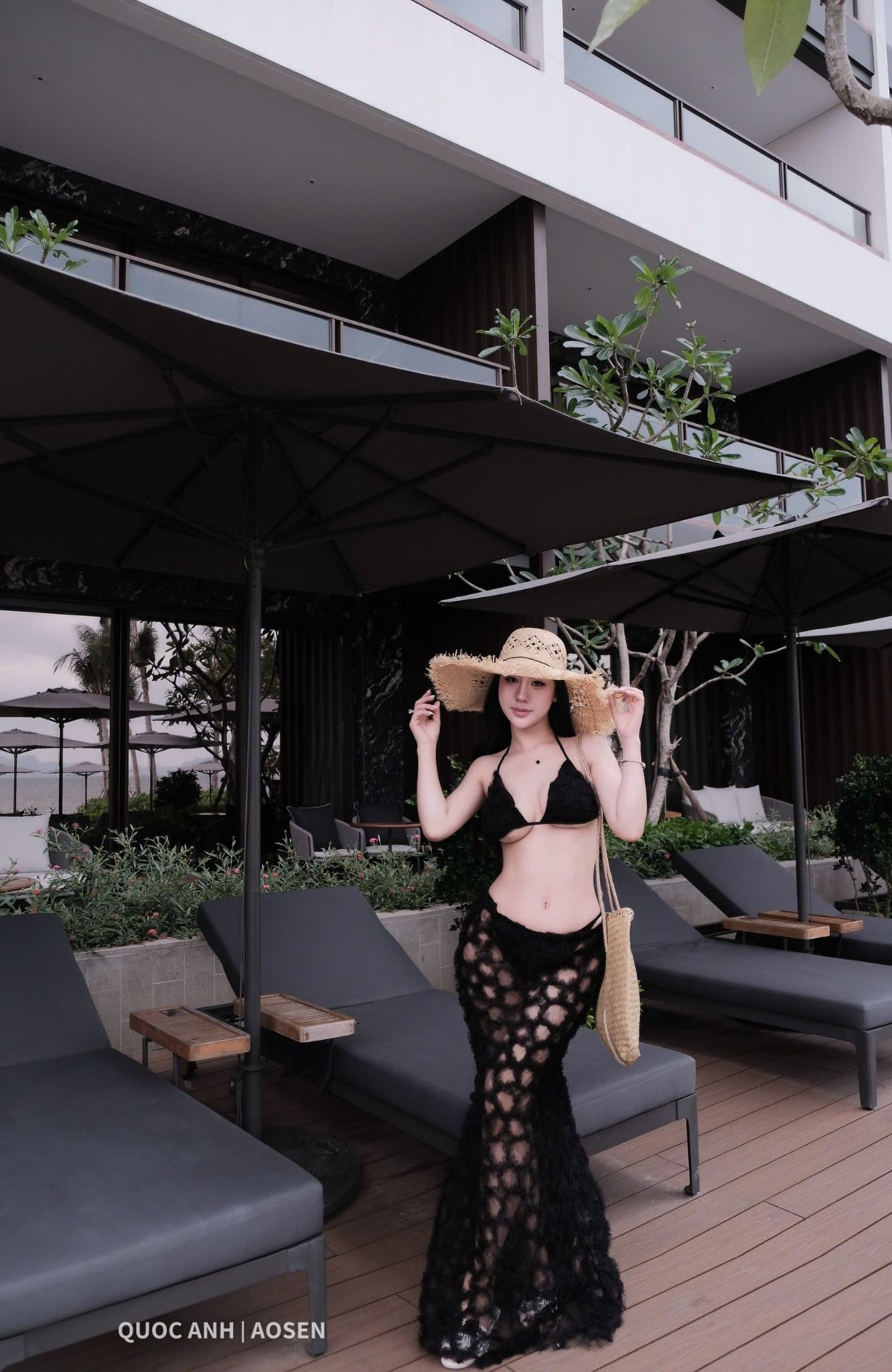  Set bikini hai mảnh kèm chân váy lưới đuôi cá dáng dài - Z301 