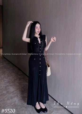  Đàm len khuy dài sát nách 2 túi sang xịn mịn - ĐEN - A14(0) 