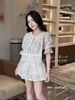 H27 Ste áo thêu hoa đục lỗ phối ren mix chân váy siêu hot - G106 (EO S<68, M<72)