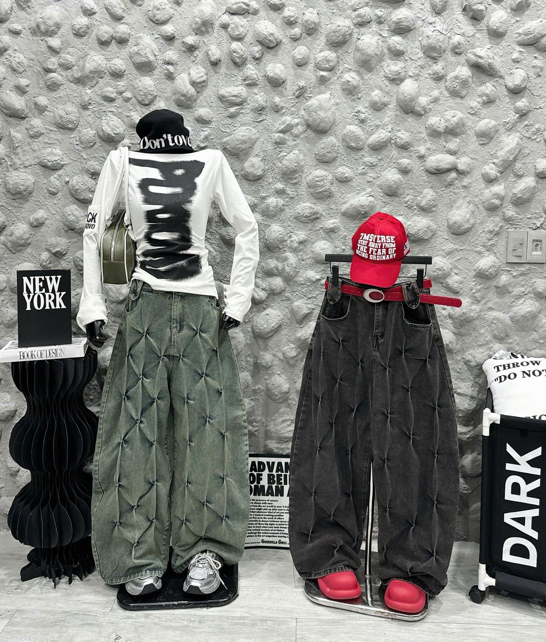  Quần jeans suông phong cách ống chicben kiểu xịn xò - XANH - H53 ( eo S<72, M<76 ) ( quần dài 107cm ) 