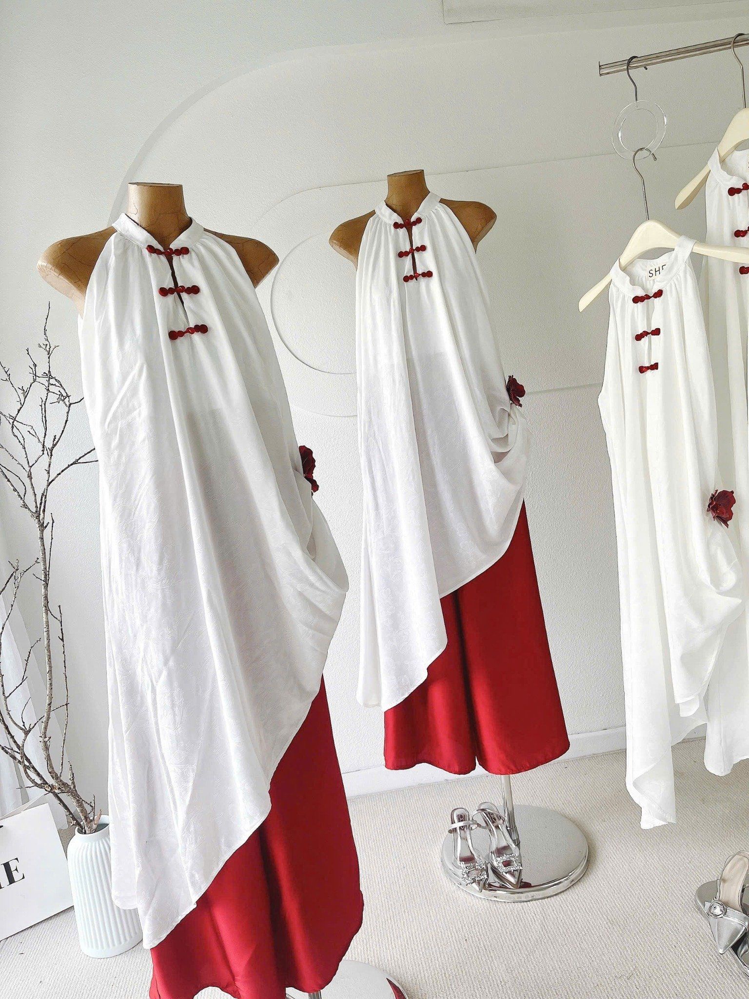  Set áo yếm cổ tàu dáng dài vạt nhọn + quần suông - H31 ( QUẦN DÀI 100CM , ÁO DÀI 130CM ) 