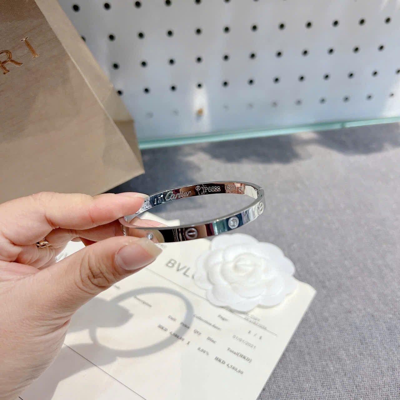  VÒNG TAY TRƠN ĐÍNH ĐÁ - BẠC - PK6 