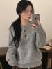 Áo len lông cổ tròn tay dài form rộng - XÁM - R38