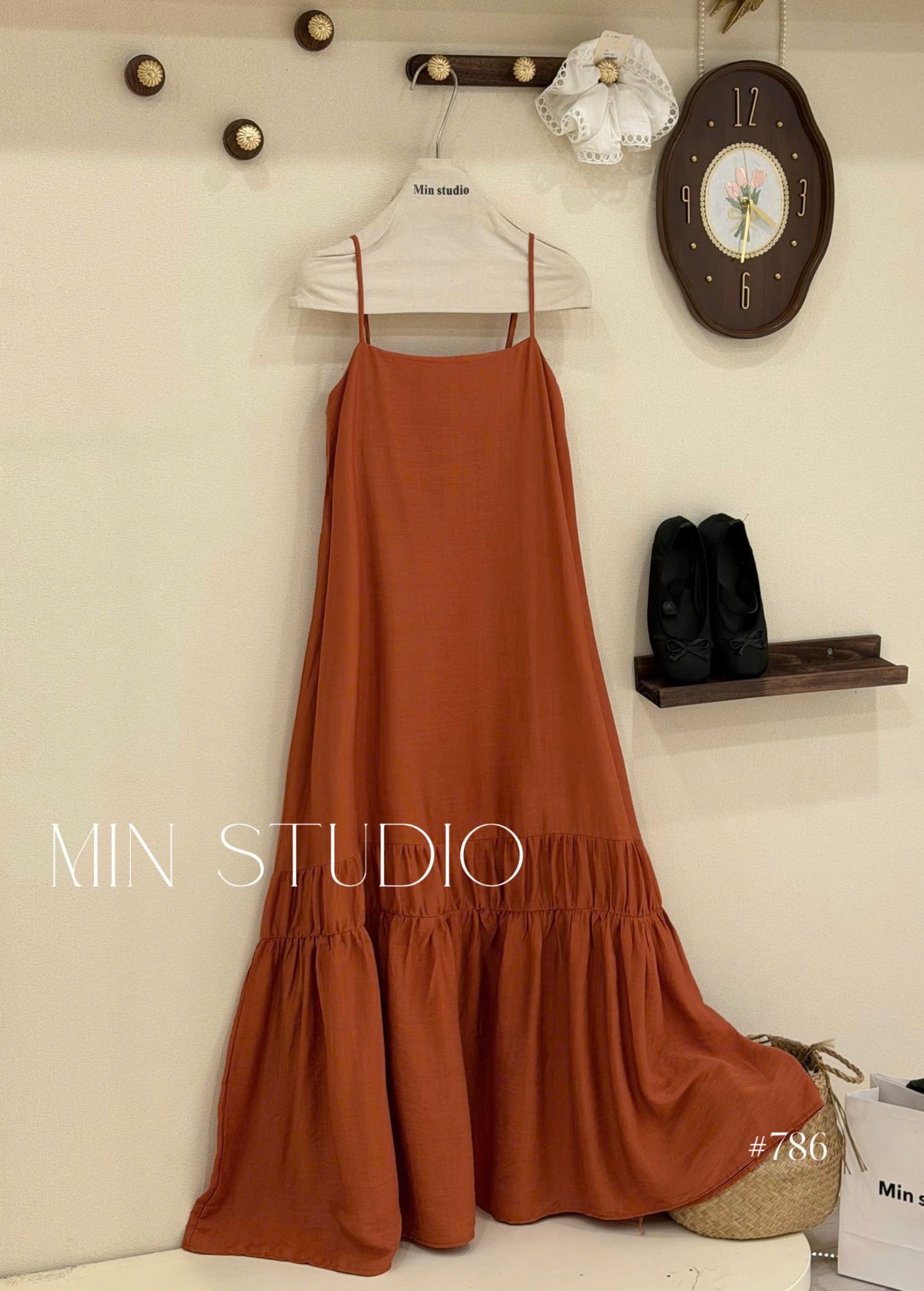  Đầm maxi 2 dây đuôi cá nhún tầng bèo siêu tôn dáng - CAM - K72 