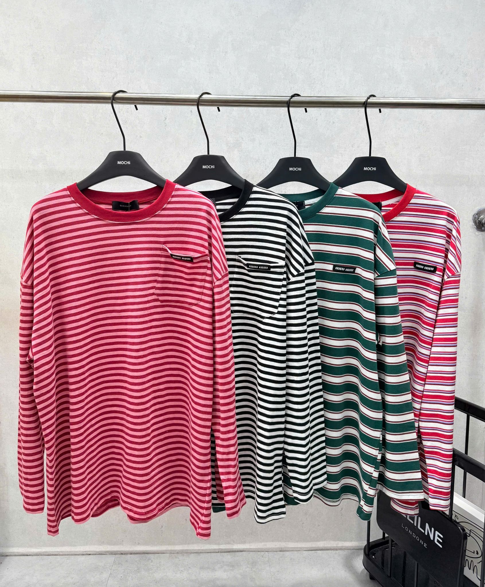  Áo thun tay dài form rộng kẻ sọc - ĐEN - Z118 ( dài 76cm ) 