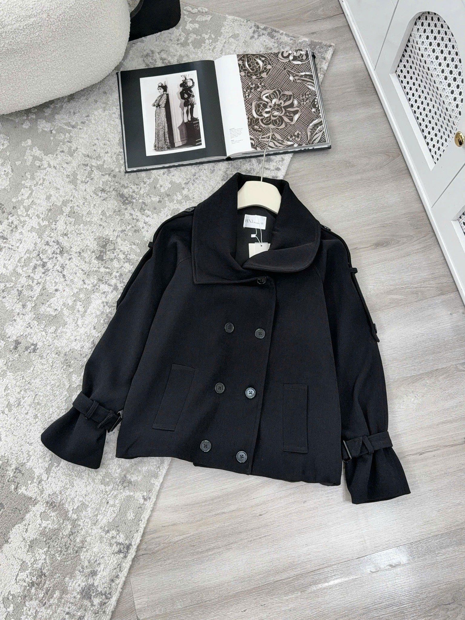  Áo mangto cài nút MẪU MỚI đúp lót 2 lớp xịn xò - ĐEN - G52 