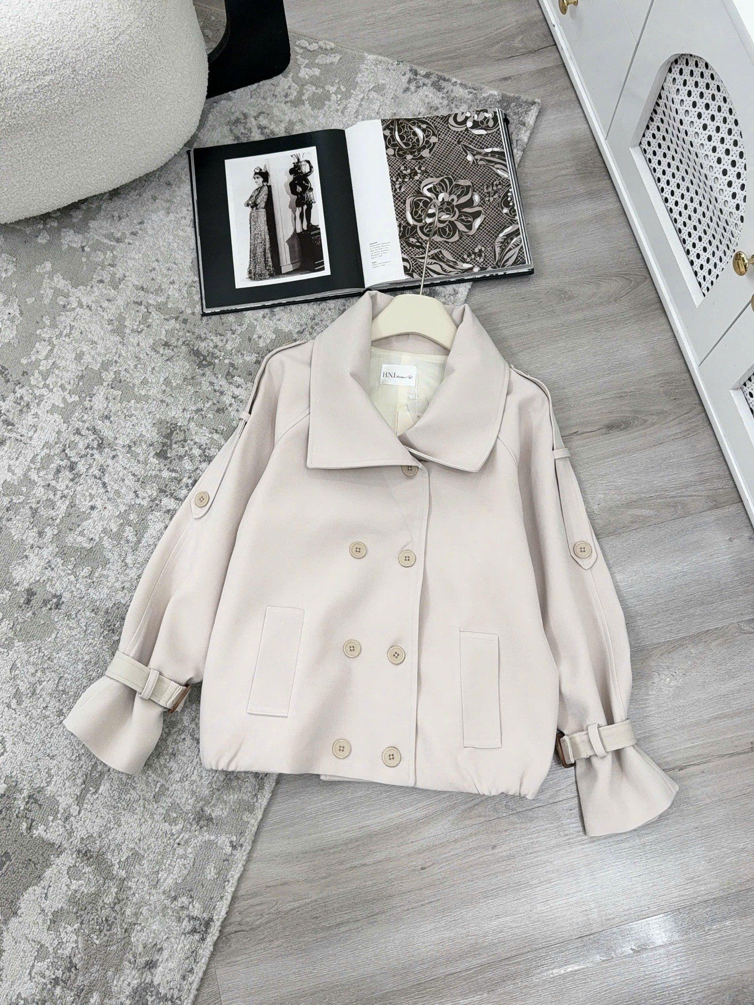  Áo mangto cài nút MẪU MỚI đúp lót 2 lớp xịn xò - KEM - G53 