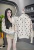 L11 Áo khoác nỉ họa tiết chấm bi có nón - NÂU - G190