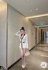  Váy body cổ bẻ dáng ngắn chất thun co giãn - TRẮNG - H89 