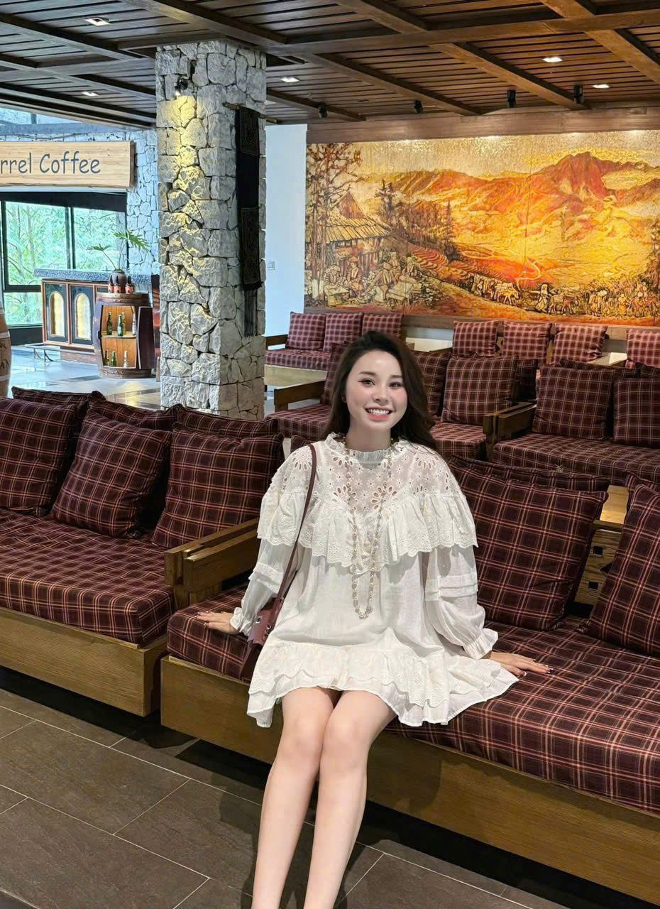  Đầm babydoll thô phối ren bèo tay bồng - E285 