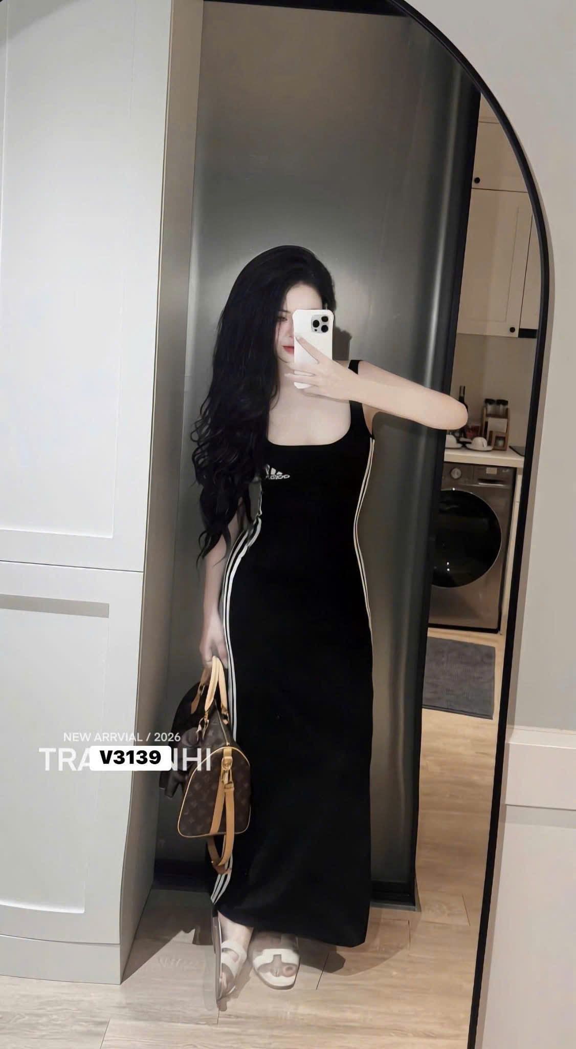  Váy body tôn dáng viền kẻ sọc siêu hot - ĐEN - Q194 