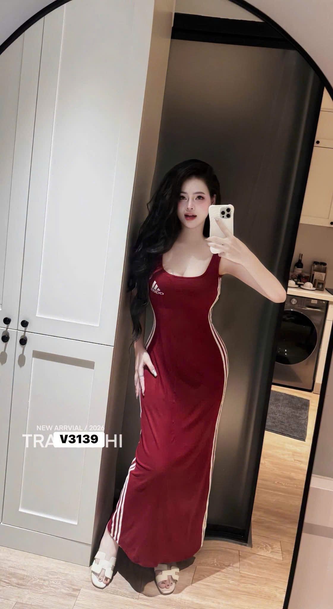  Váy body tôn dáng viền kẻ sọc siêu hot - ĐỎ - Q193 