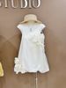 Áo hai dây babydoll họa tiết hoa nổi - KEM - V46