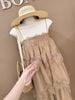 Set áo babydoll phối ren mix quần suông dáng dài - NÂU - V44