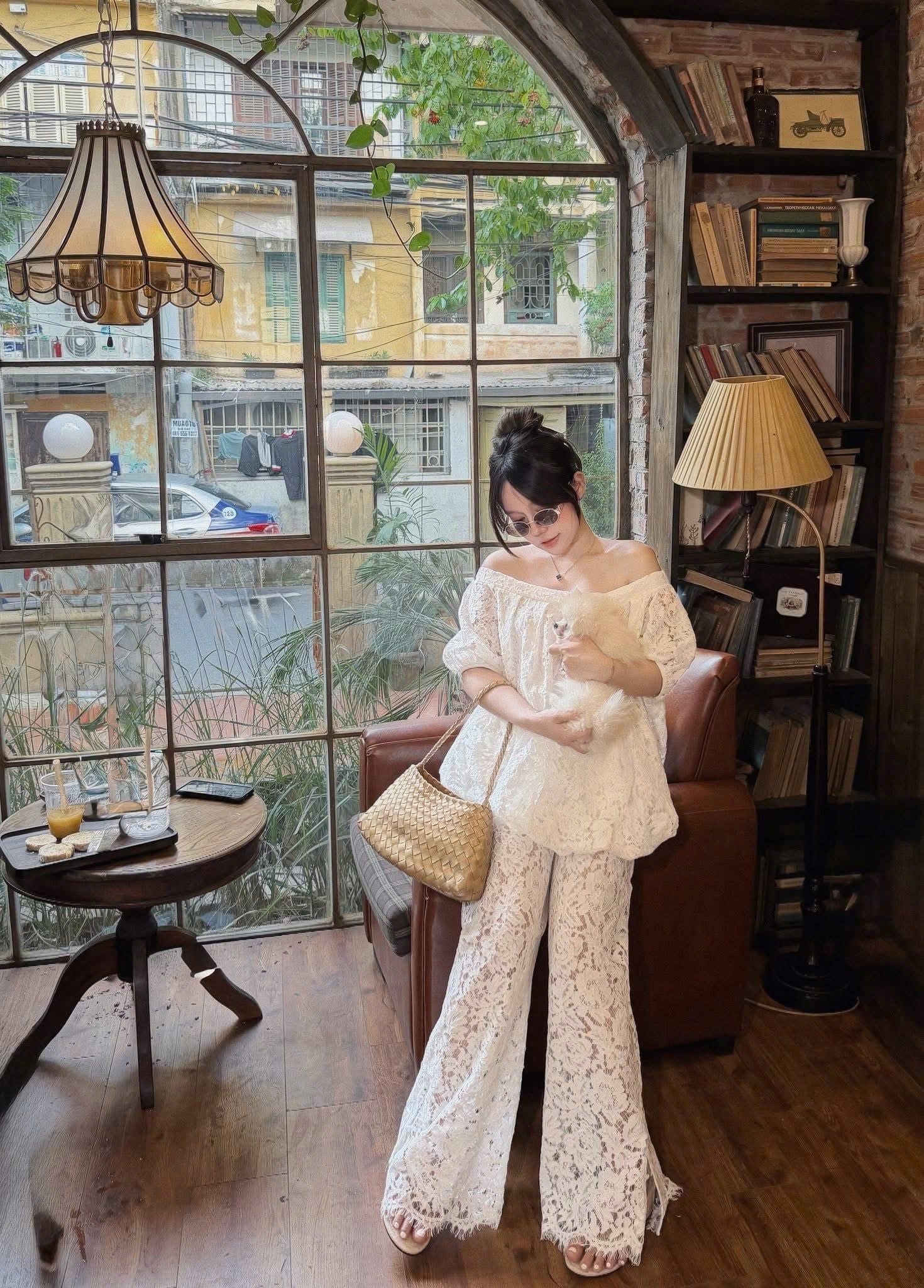  Set áo trễ vai mix quần ren dáng dài siêu hot - V169 