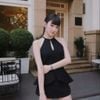  Set áo Peplum cổ yếm dáng xòe ôm eo cúc bọc mix chân váy ngắn dáng A - ĐEN - L1 (EO S<68, M<72, L<76) 