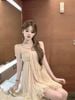 Áo 2 dây ren hoa dáng babydoll viền ren - KEM - L11