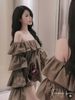 Áo trễ vai tay dài bèo tầng kẻ sọc siêu hot - K43