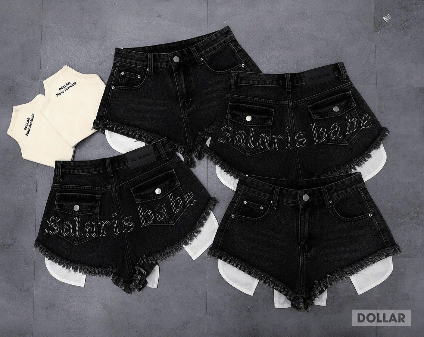  Quần jean đính chữ BABE tôn dáng - ĐEN - K52 (EO S<64, M<66-68, L<70-72) 