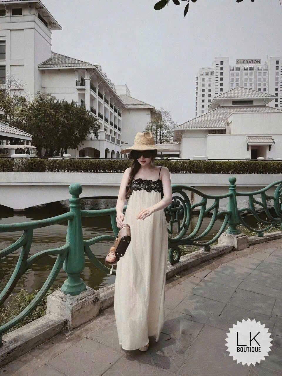  Váy maxi 2 dây dáng suông dài phối ren HOT - K101 