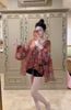 Áo voan tay dài form babydoll xoè rộng hoạ tiết - H148