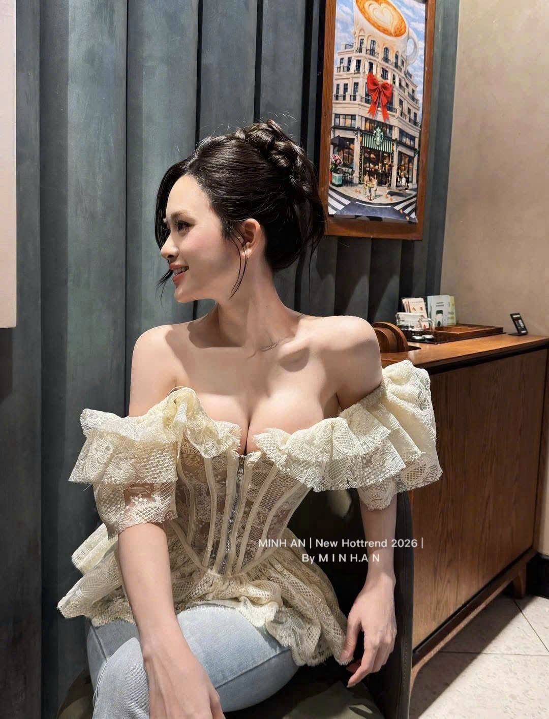  Áo corset trễ vai phối ren siêu hot - V45 (EO S<68, M<72) 