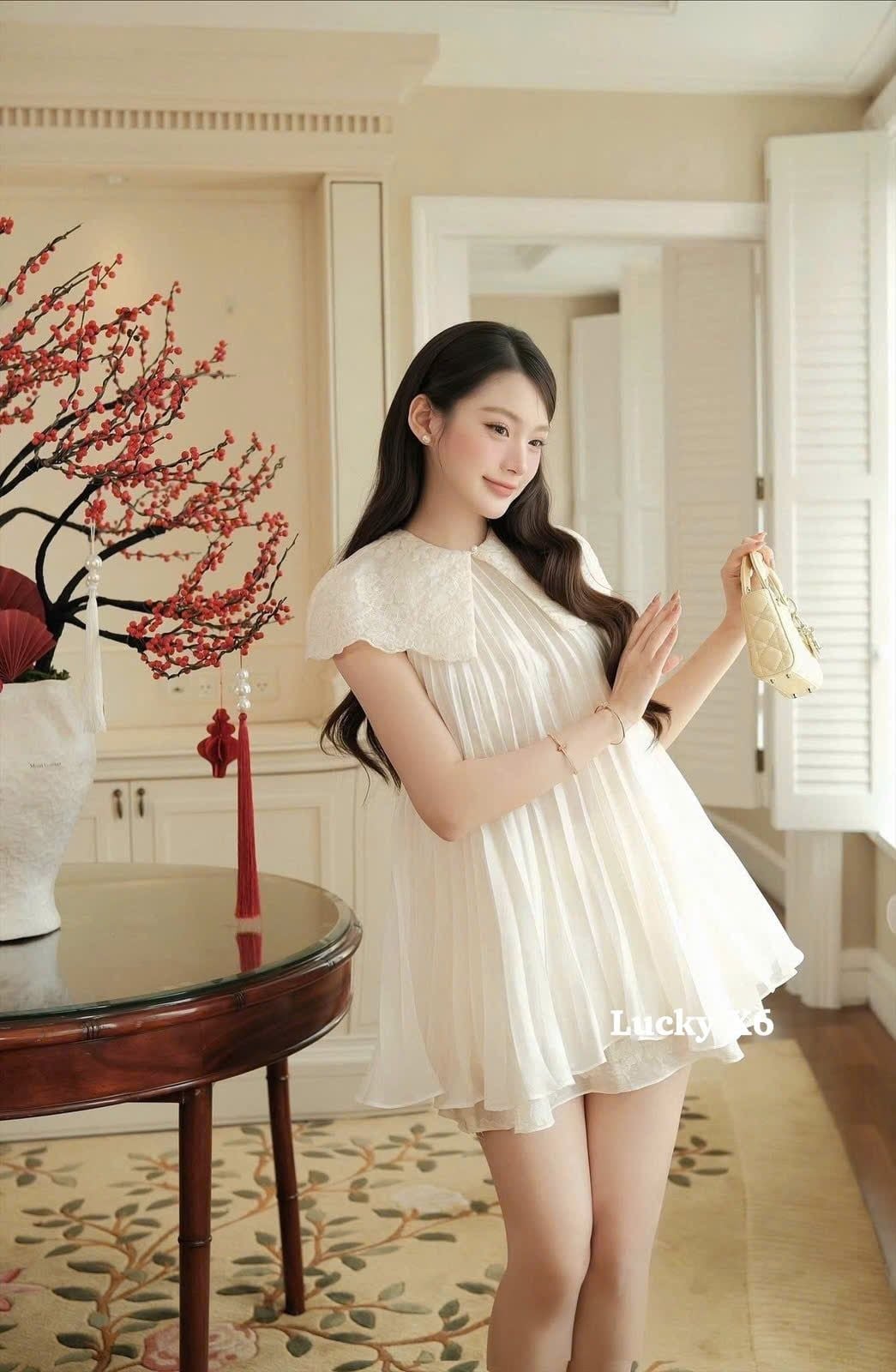  Set 3 món áo cổ yếm phối ren mix quần short ngắn kèm choàng - V194 (EO S<68, M<72) 